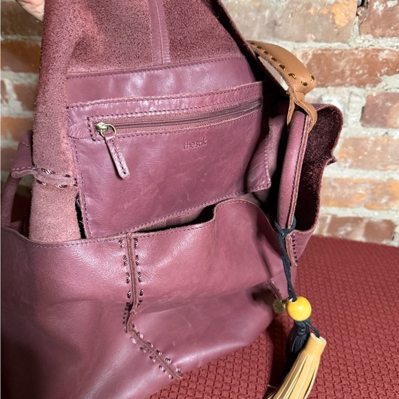 The Sak Burgundy Leather Tote Bag with Tassels - Picture 8 of 9